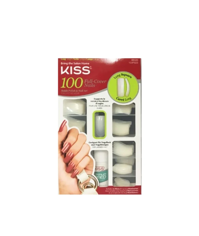 100 long square full cover nails kiss 100ps23