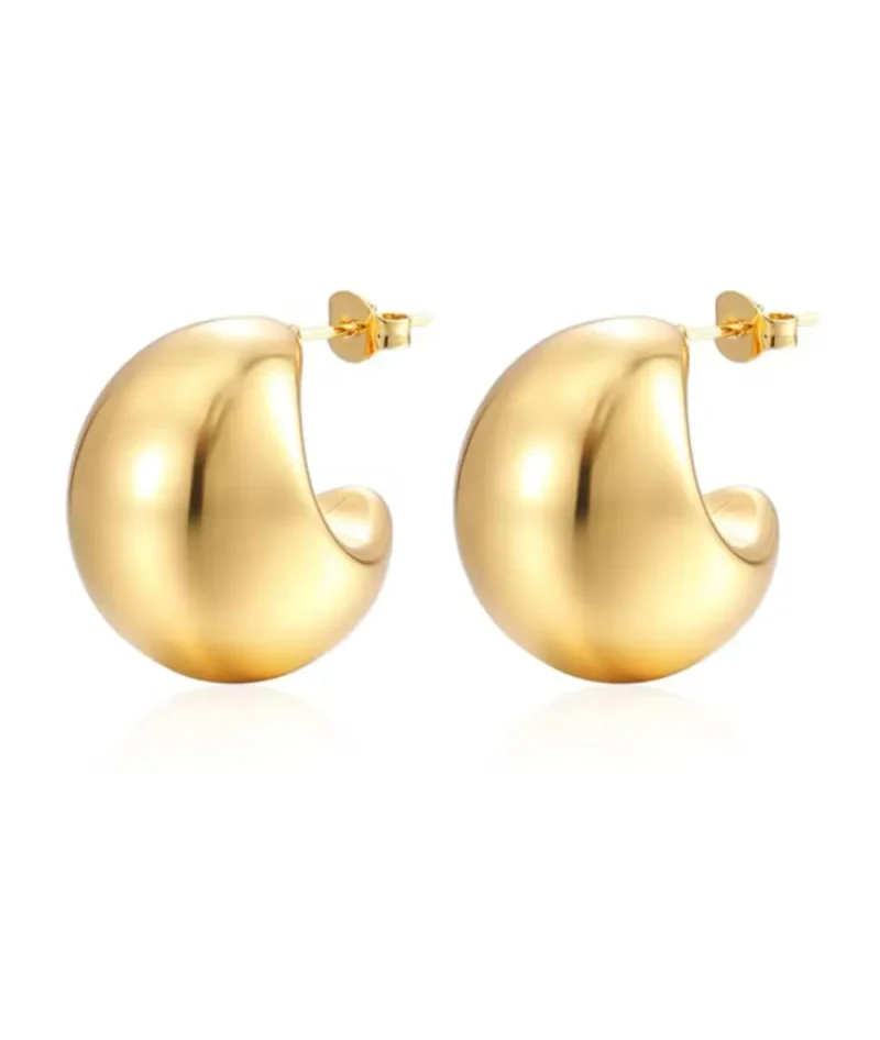 18k gold hollow chunky earrings nude rose stainless steel e 220