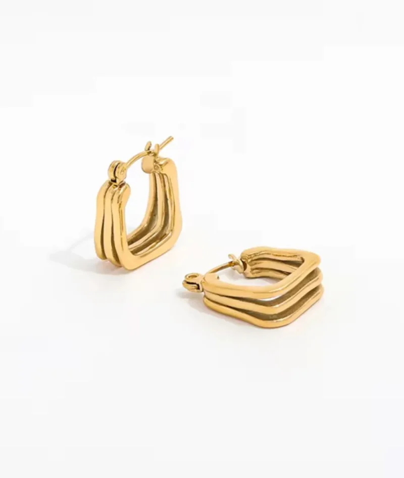 18k gold knotted square hoop earrings nude rose steel