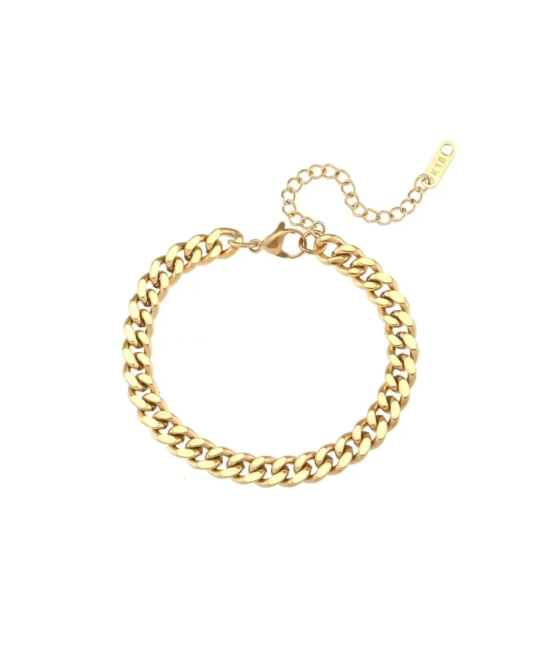 18k gold nude rose 6mm chain bracelet b 015