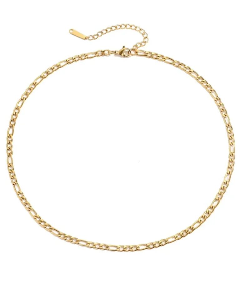 18k gold nude rose figaro chain necklace 4 5mm wide