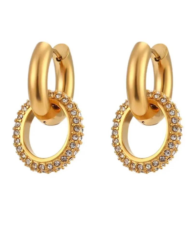 18k gold nude rose twist earrings e 260 cubic zirconia