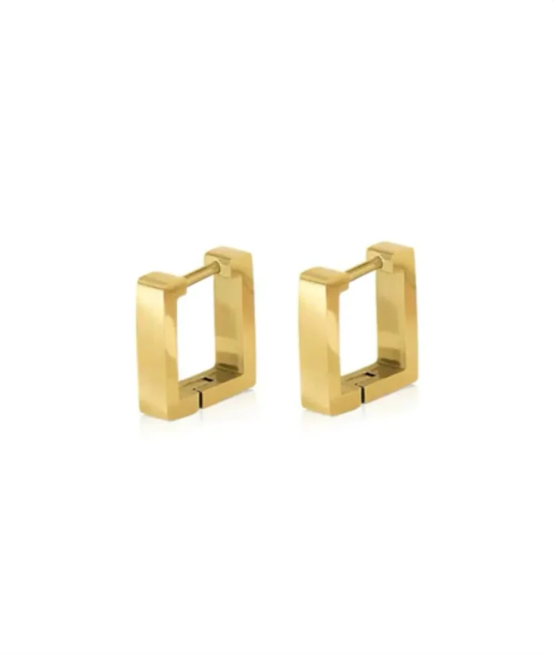 18k gold small rectangle earrings nude rose stainless steel e 191