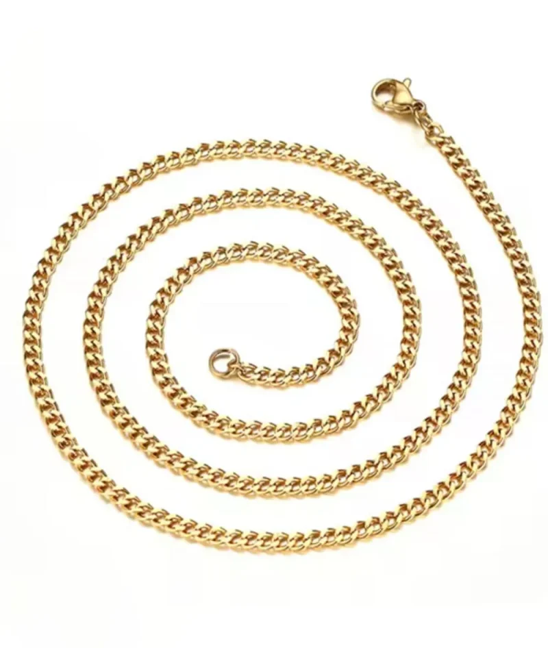 18k gold stainless steel chunky chain necklace nude rose 3mm