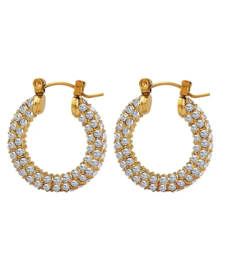 18k gold stainless steel circle earrings nude rose e 259