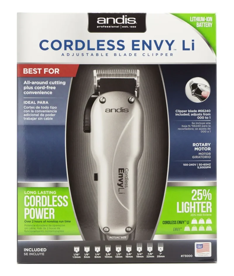 andis cordless envy li adjustable blade clipper 73000