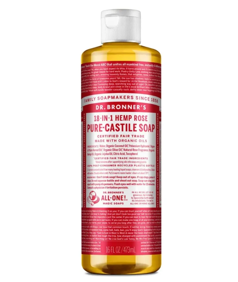 dr bronner s rose 16oz pure castile liquid soap