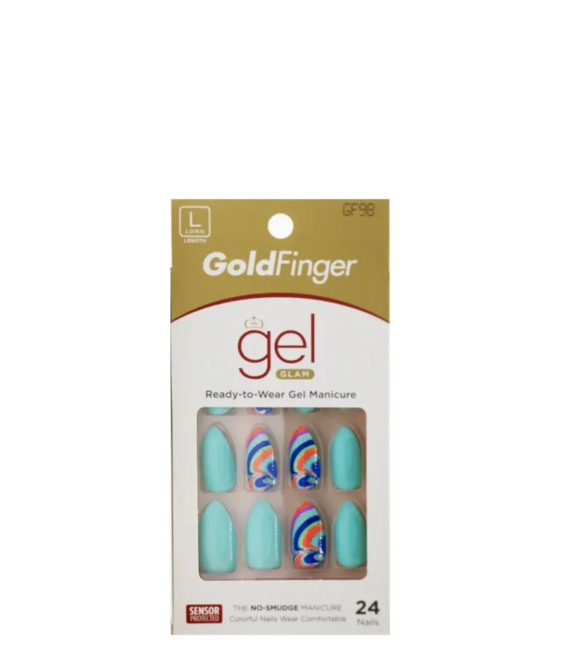 gold finger nail kit 24 glam gel nails