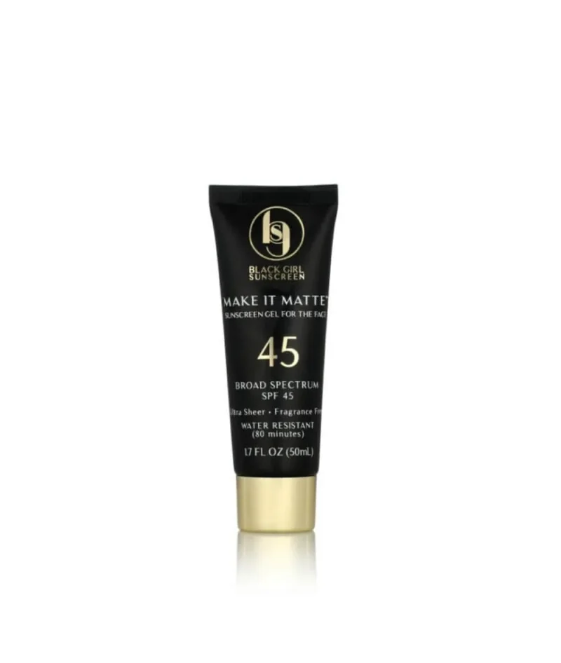 matte spf 45 sunscreen gel for black skin 1 7oz