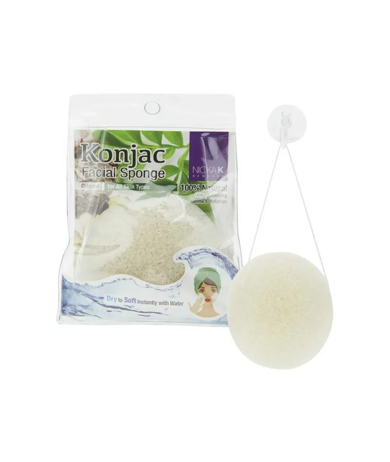 nicka k konjac facial sponge natural exfoliating cleanser