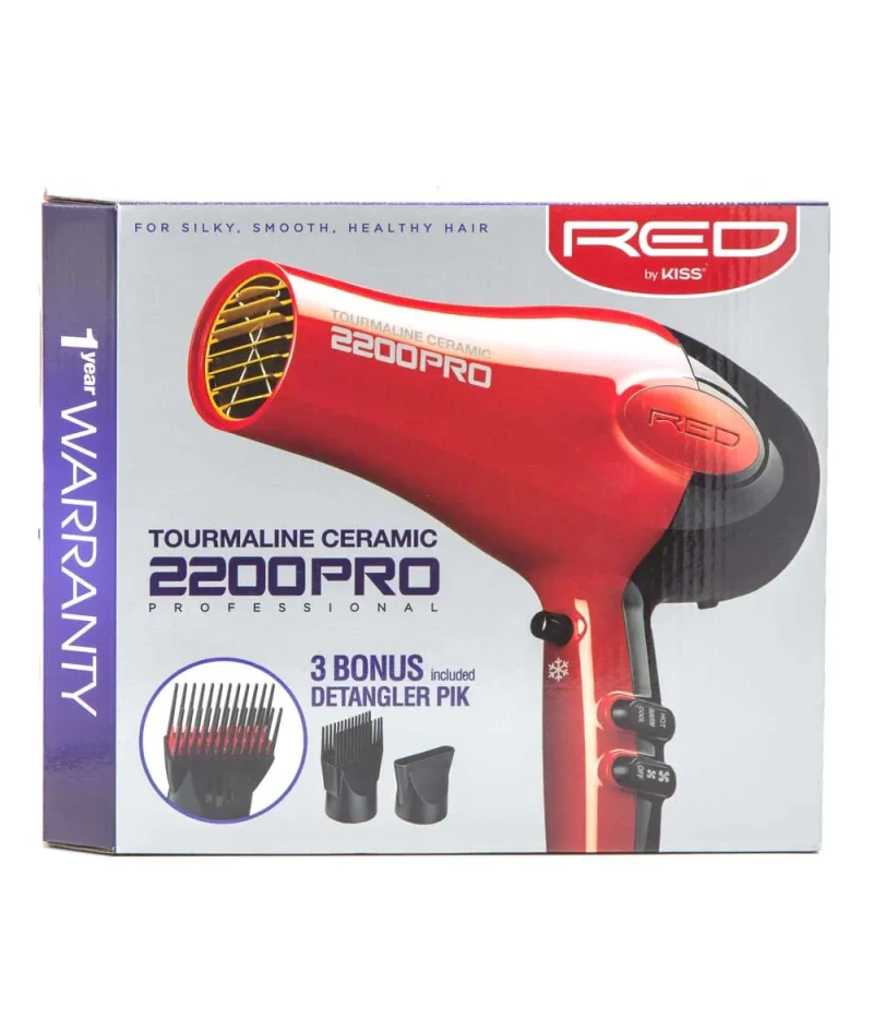 red by kiss 2200 pro tourmaline ceramic blow dryer bd07