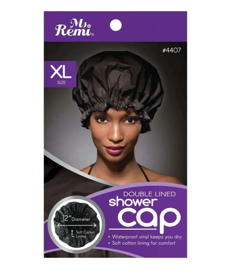 x large black double lined shower cap 4407